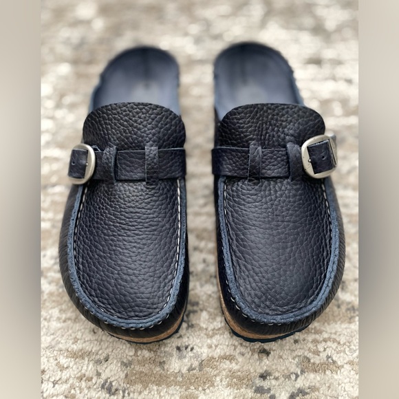 Birkenstock Buckley 39 Navy Blue Leather Clog Size 8 Womens - Picture 13 of 13